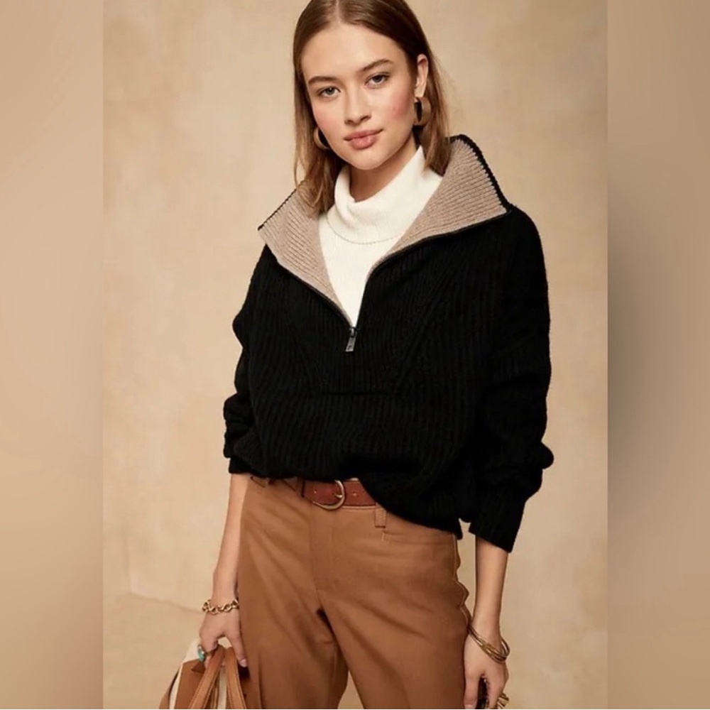 Banana Republic oversized half zip wool cashmere blend sweater
